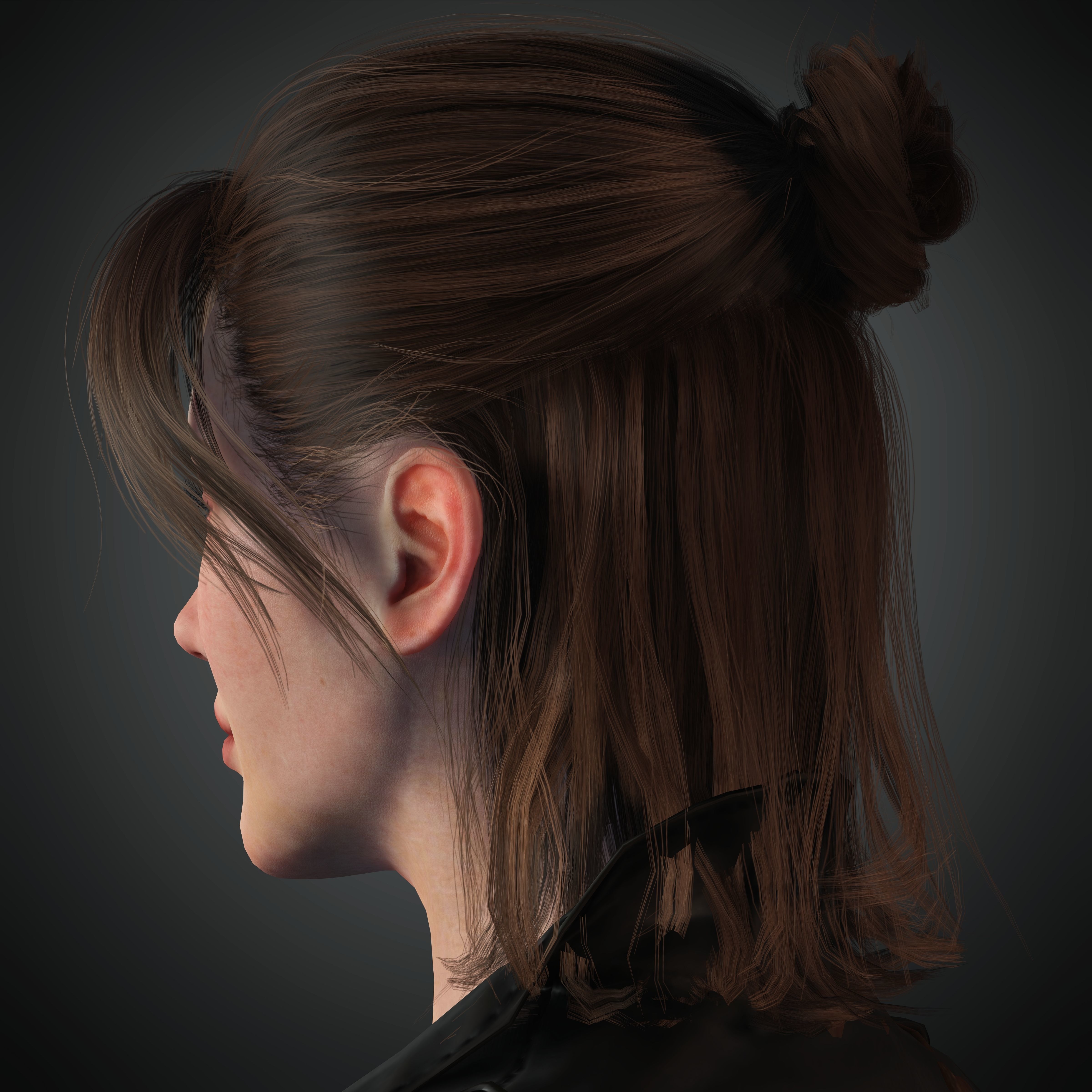 Female Nacked Rigged character 3D model_4