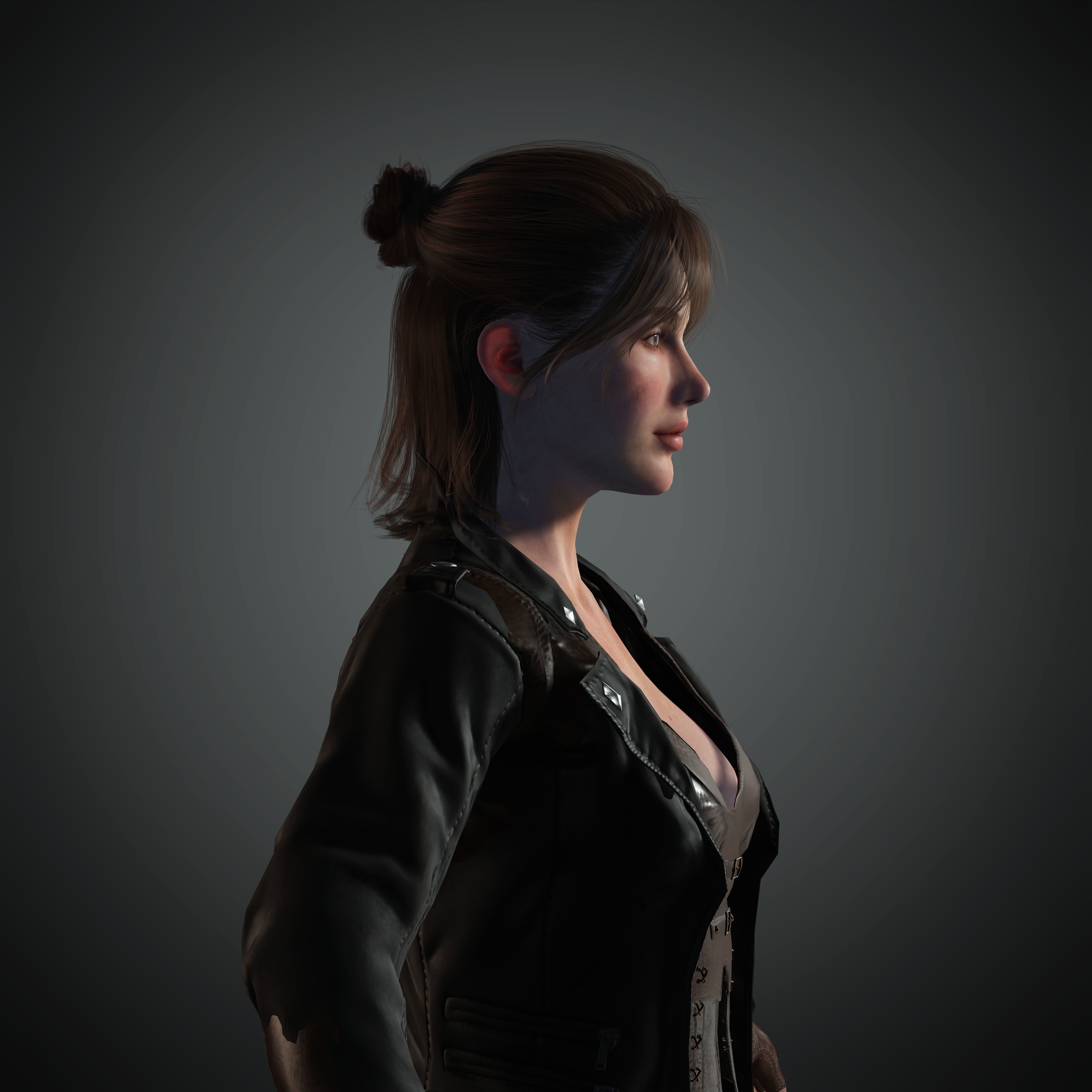 Female Nacked Rigged character 3D model_8