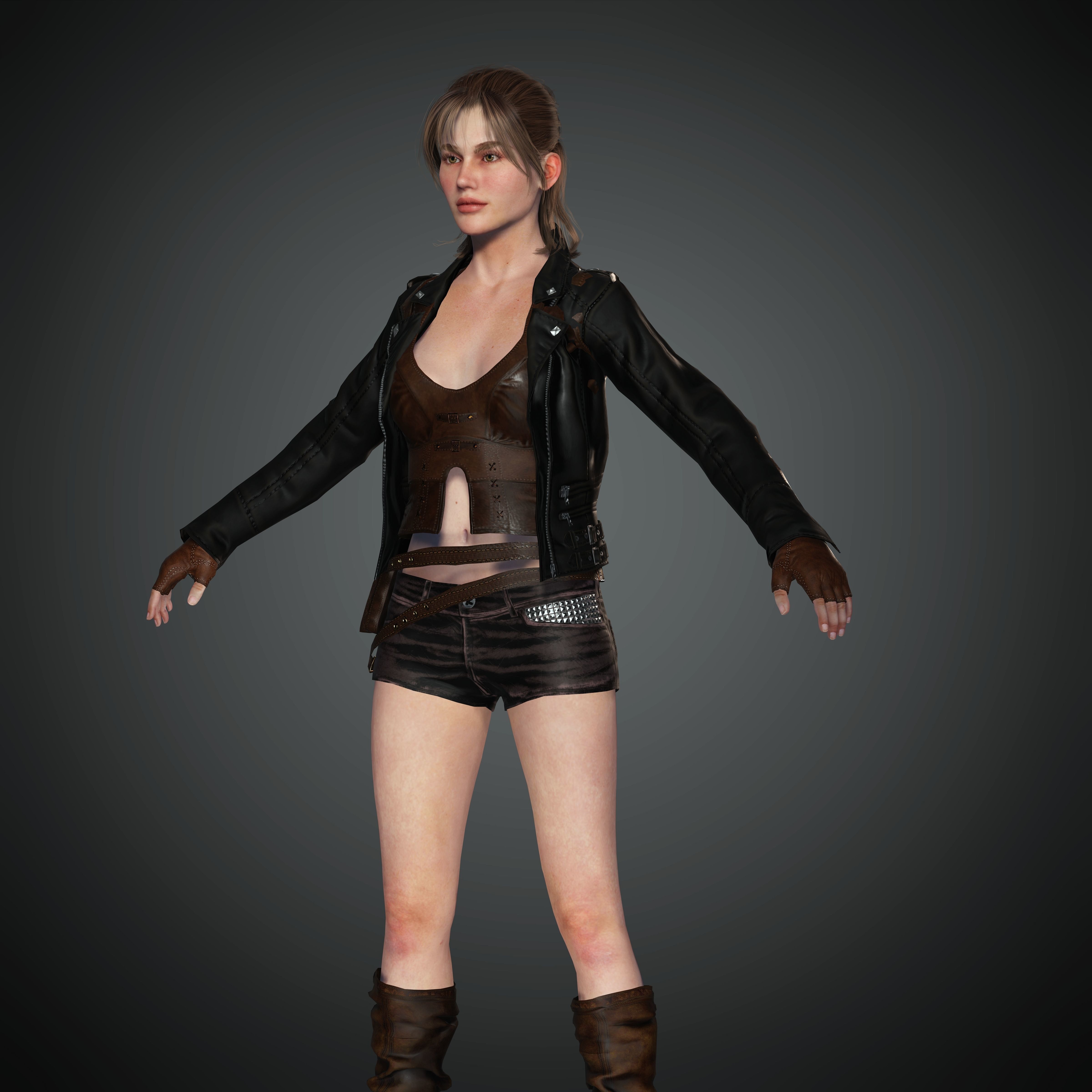 Female Nacked Rigged character 3D model_14