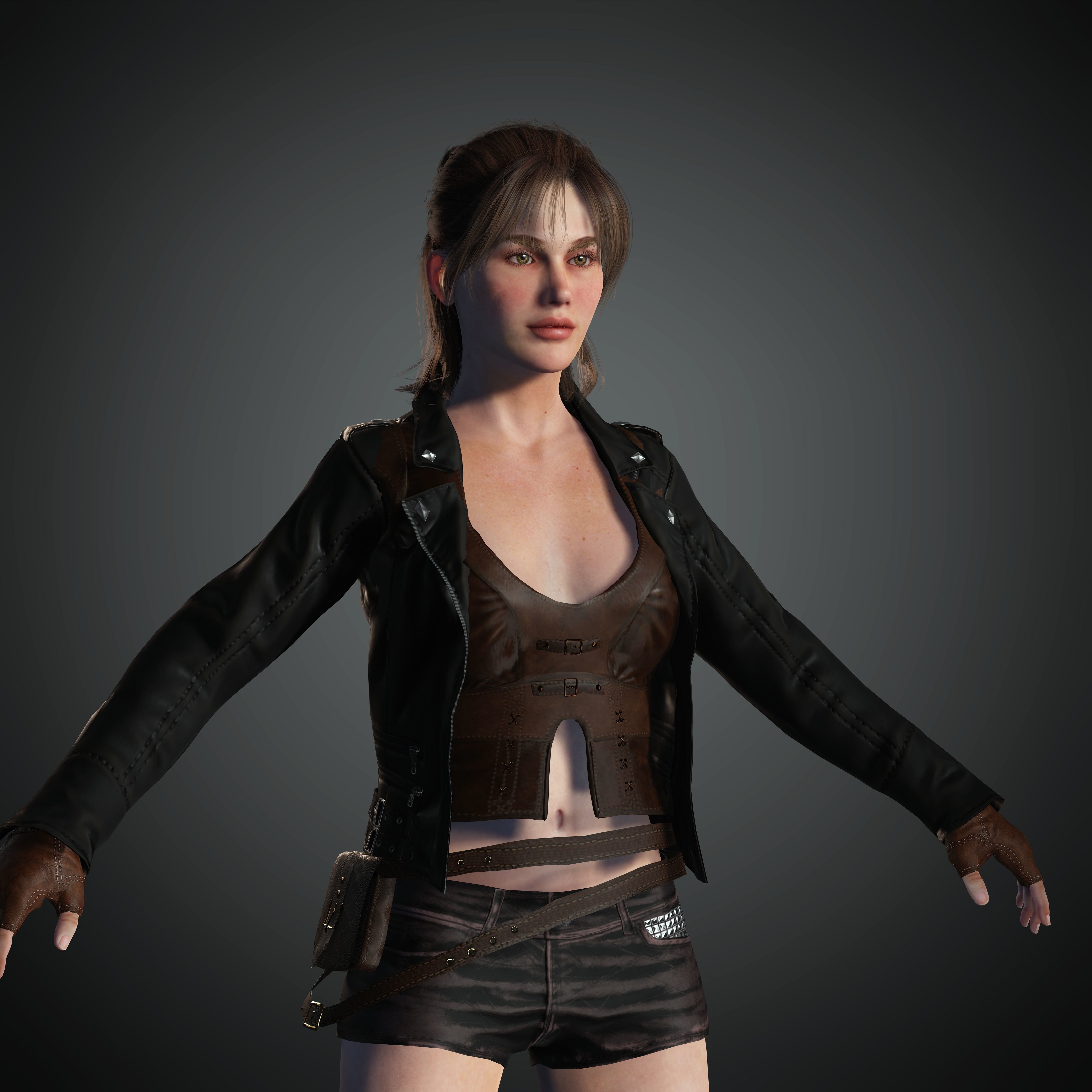 Female Nacked Rigged character 3D model_15