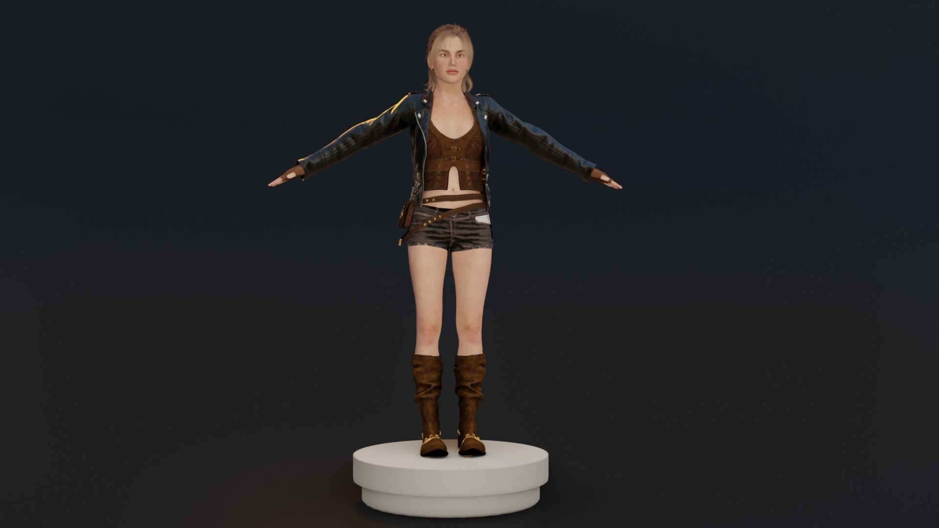 Female Nacked Rigged character 3D model_9