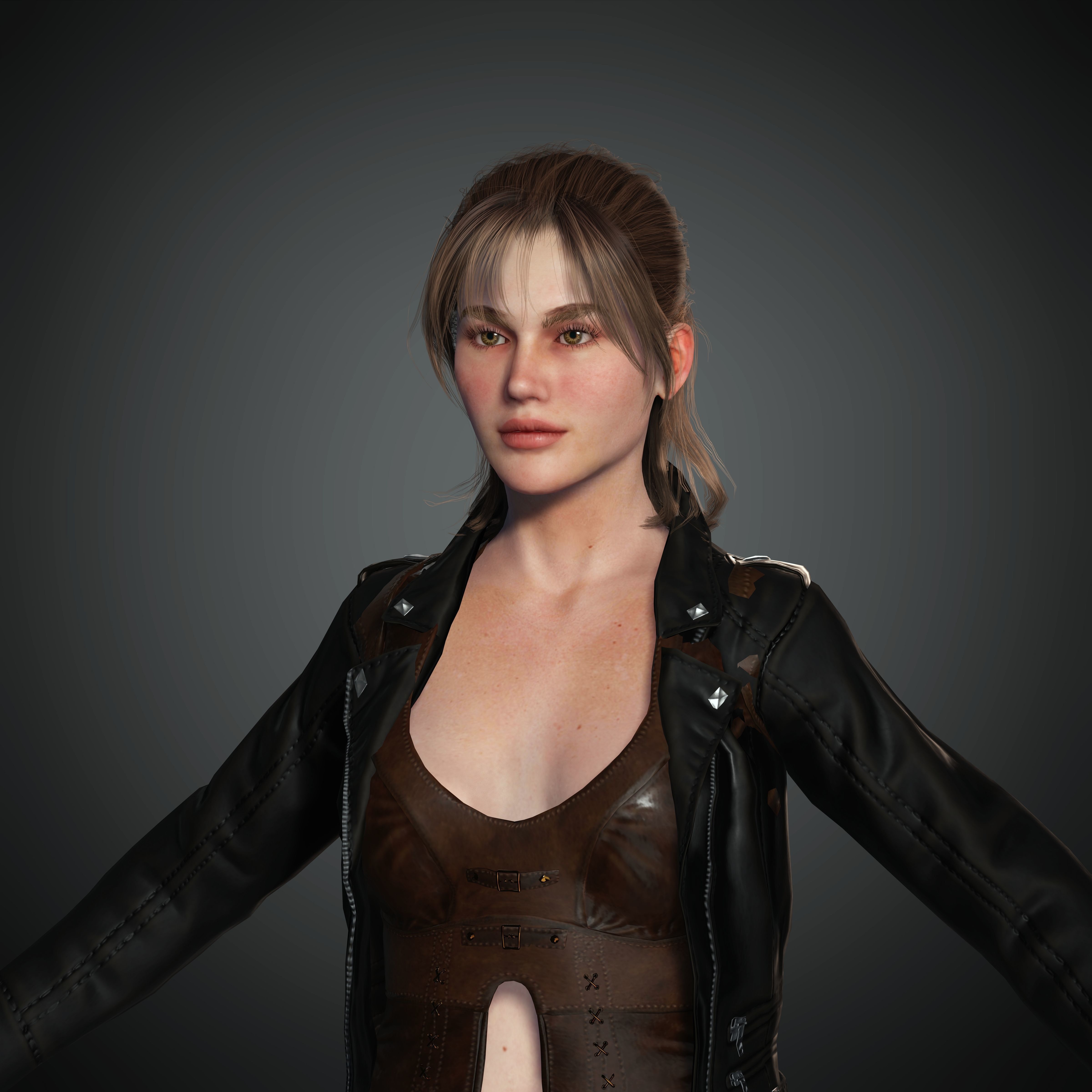 Female Nacked Rigged character 3D model_5