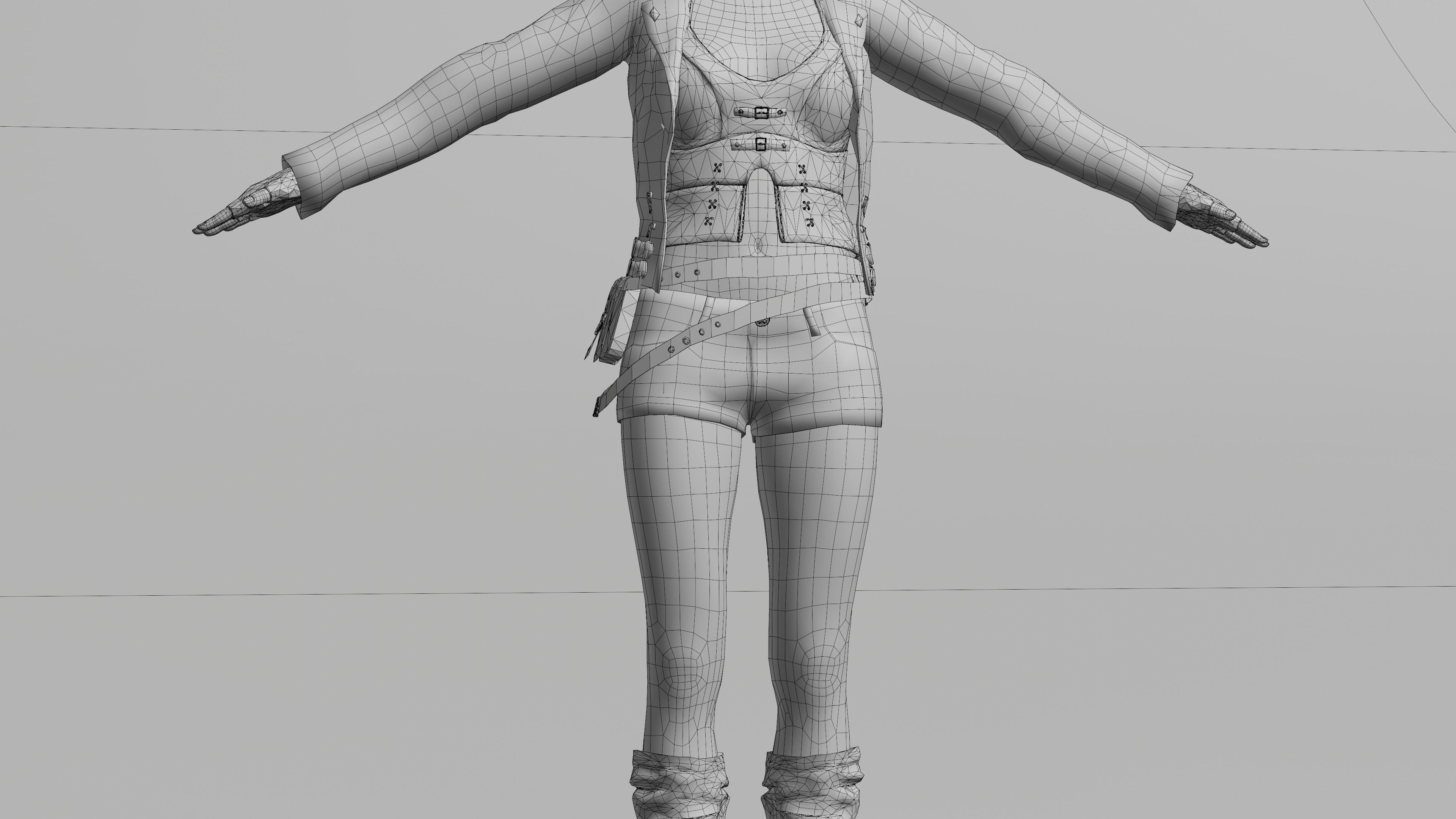 Female Nacked Rigged character 3D model_23