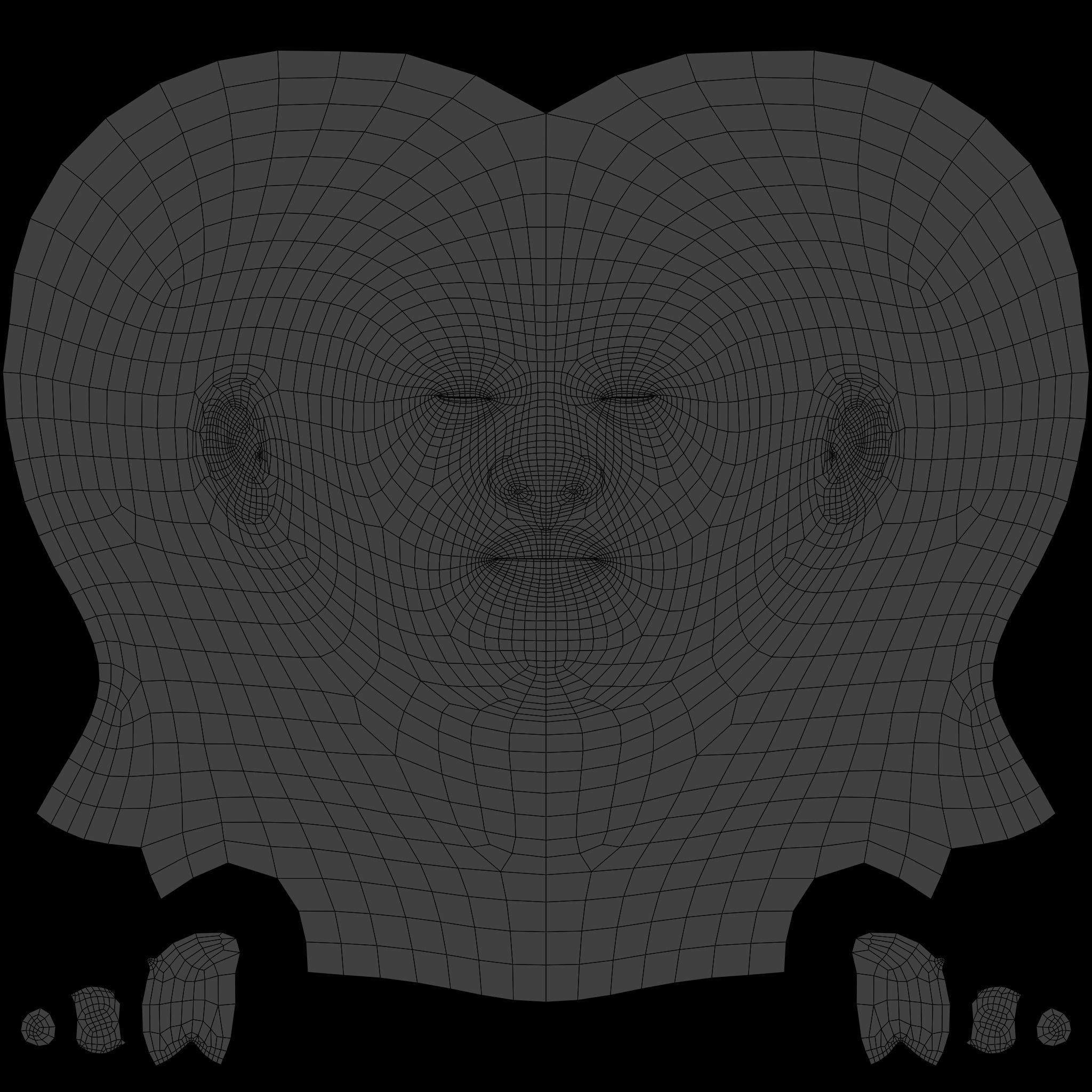 Female Nacked Rigged character 3D model_37