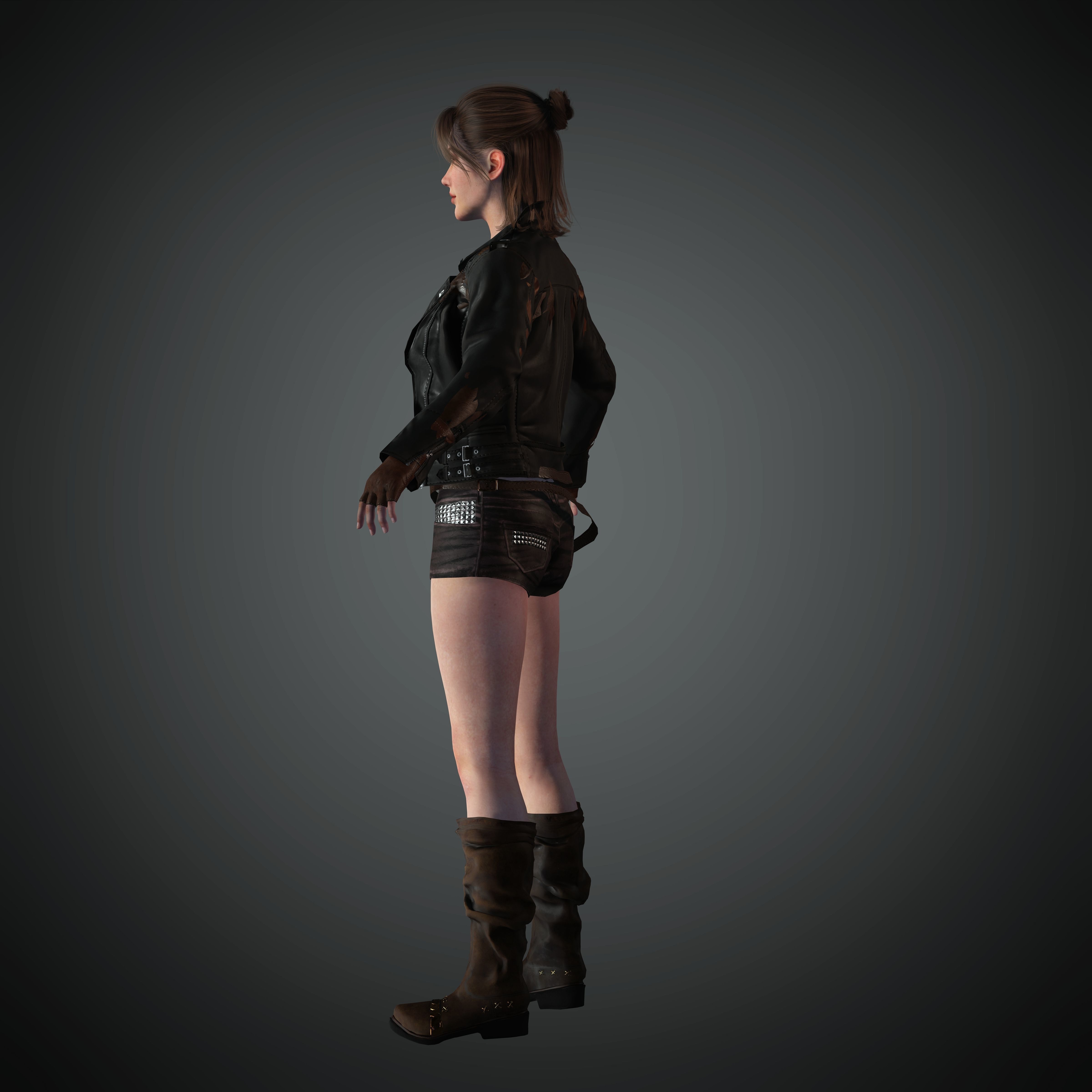 Female Nacked Rigged character 3D model_11