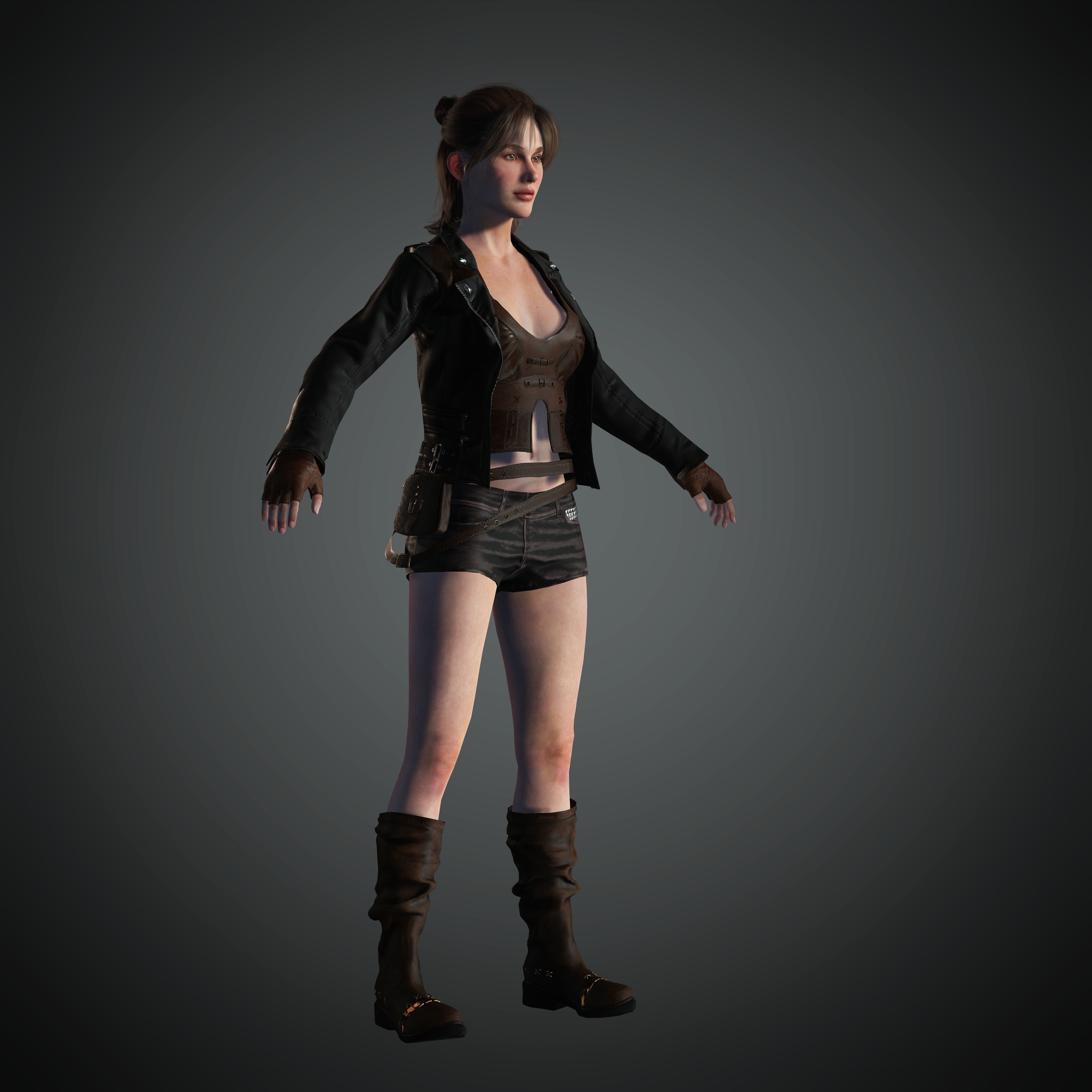 Female Nacked Rigged character 3D model_12