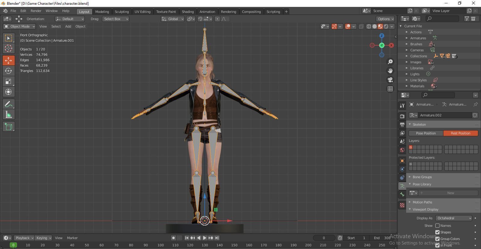 Female Nacked Rigged character 3D model_29