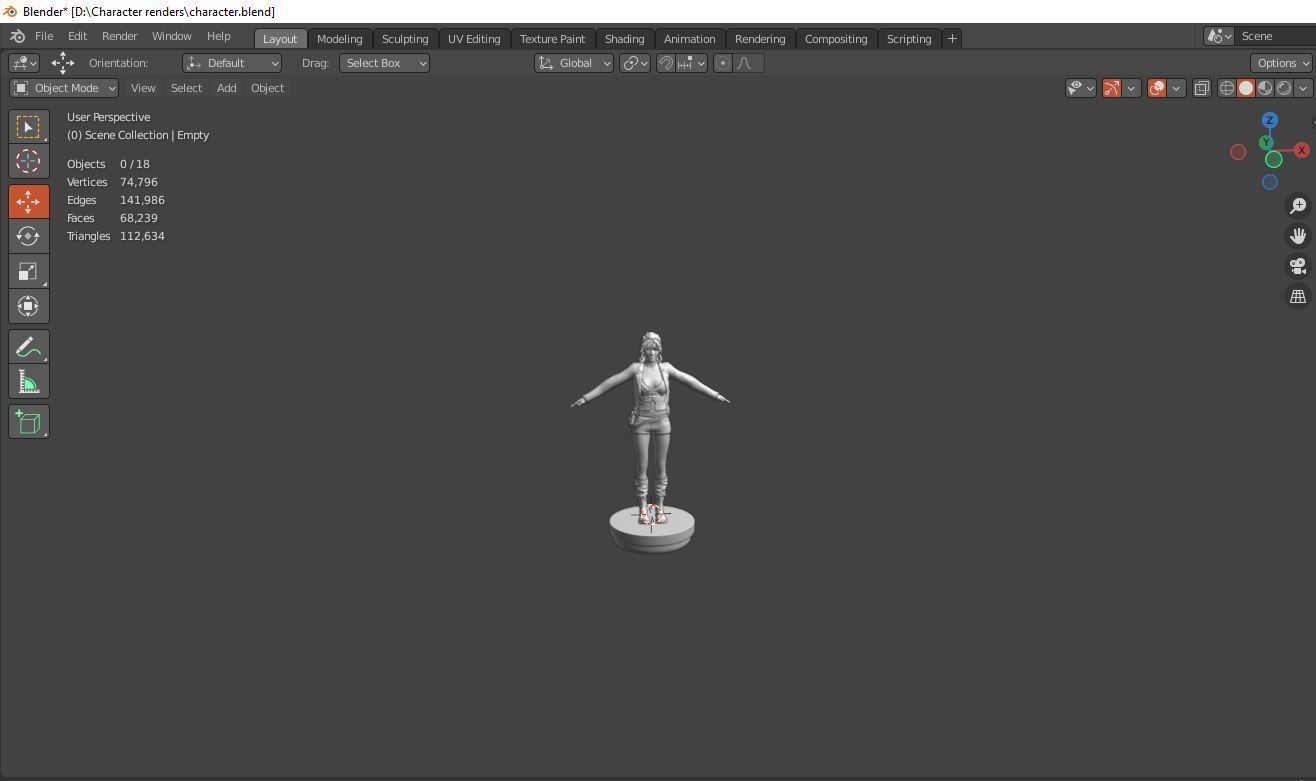 Female Nacked Rigged character 3D model_24