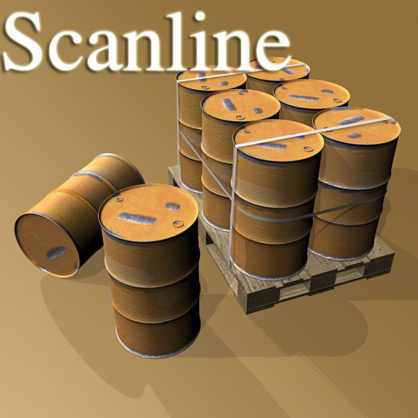 Pallet and Metal Drums High Resolution Textures 3D model_3