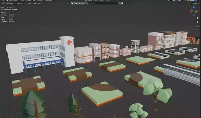 Lowpoly Stylized Building and Environment and Props