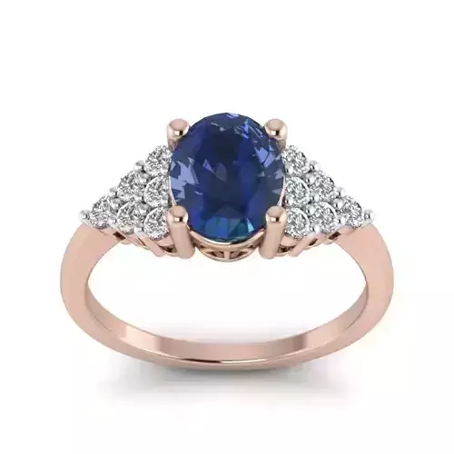 solitaire wedding engagement Oval ring  3D print model