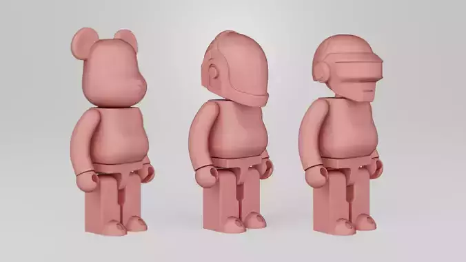 Bearbrick Daft Punk 280mm Pack 3D Model Collection