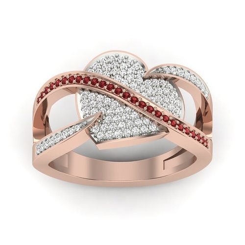 Valentines heart signet ring with ornament 3D print model 3D print model