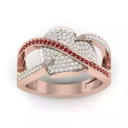 Valentines heart signet ring with ornament 3D print model 3D print model