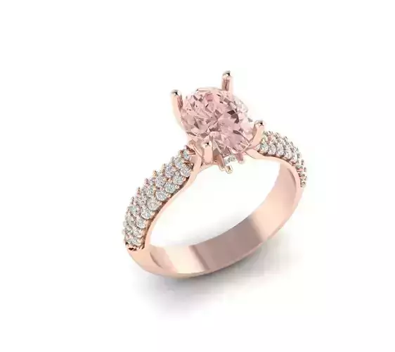 8x6 oval and micropave set shank Engagment ring