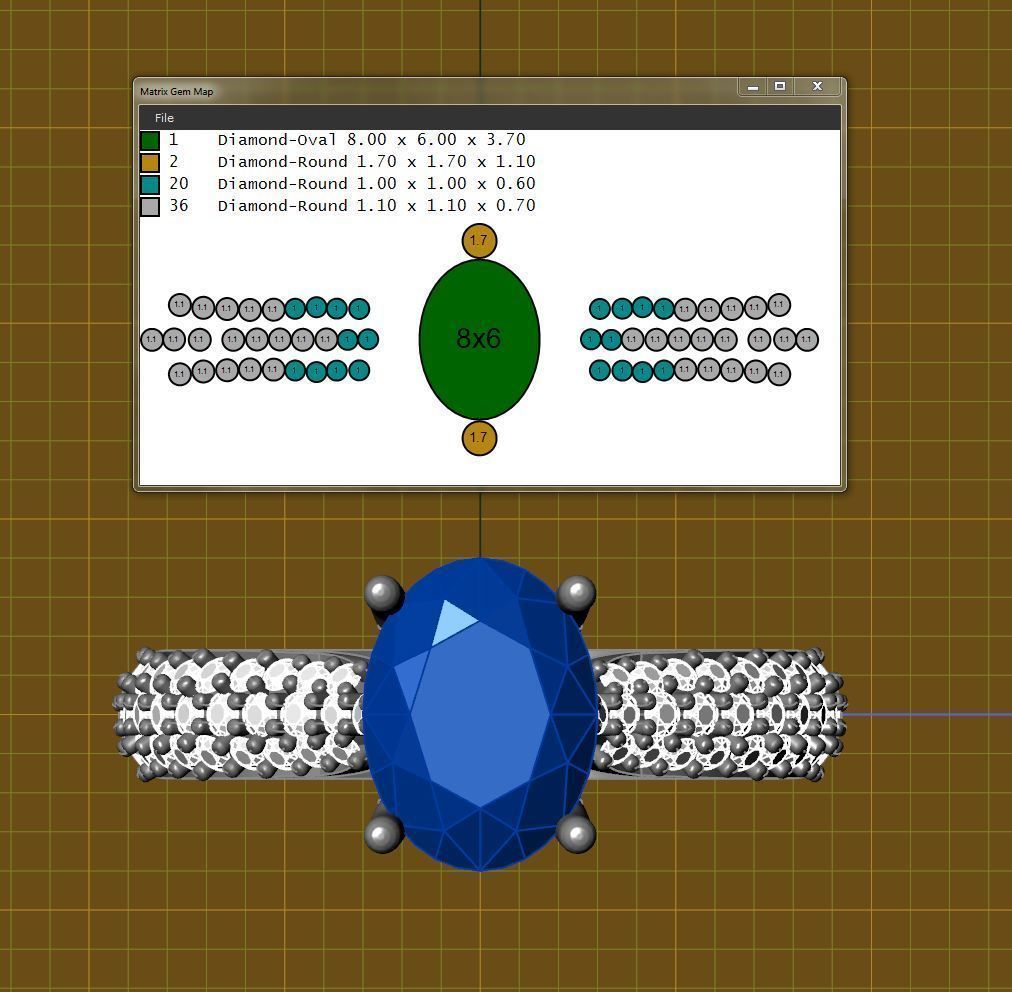 8x6 oval and micropave set shank Engagment ring 3D print model_2