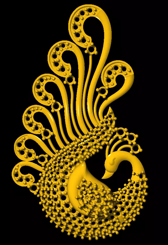 Sidepiece golden peacock 3D print model_0