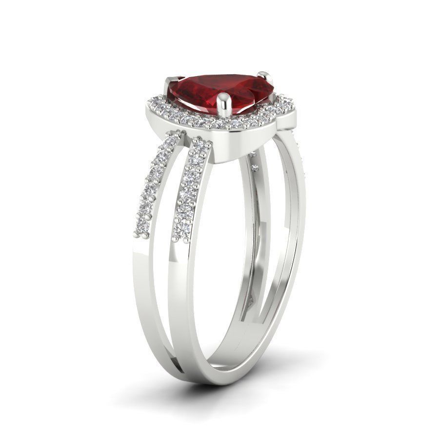 Heart Stone Engagement ring 3d model setting 3D print model_11