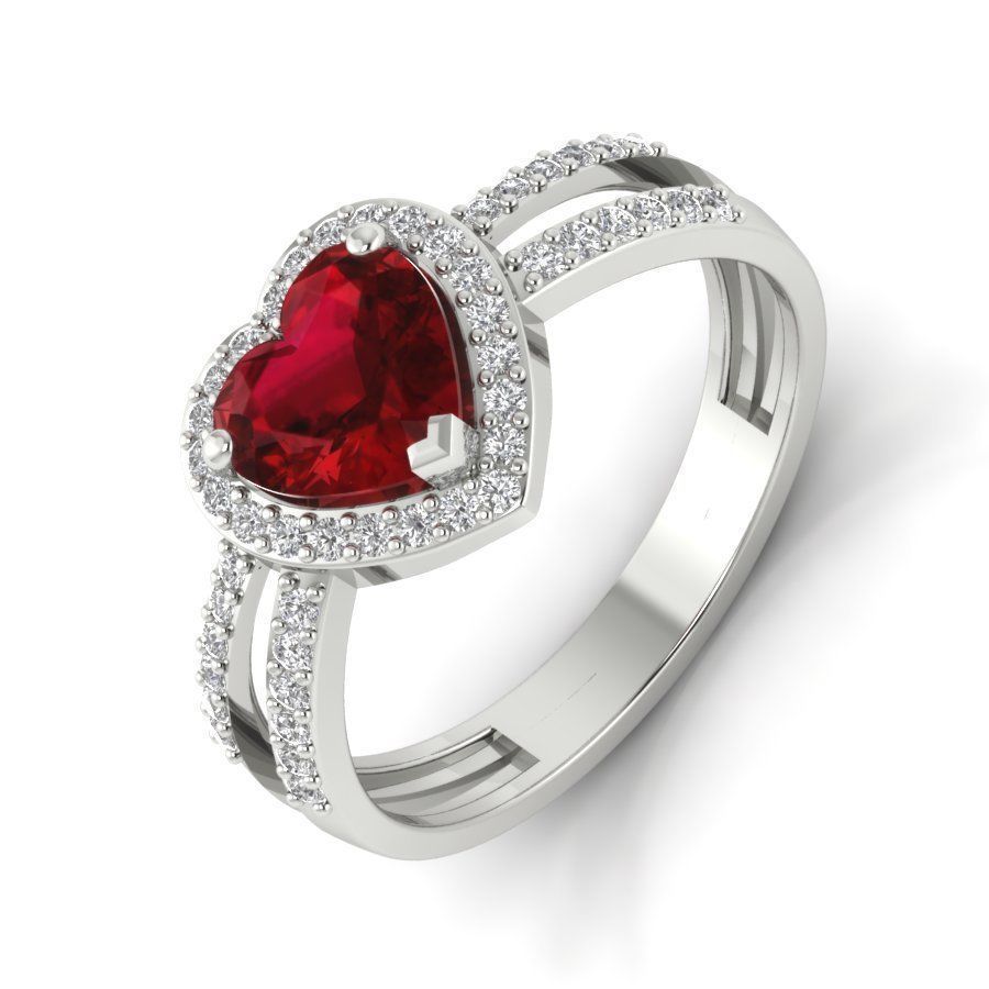 Heart Stone Engagement ring 3d model setting 3D print model_9