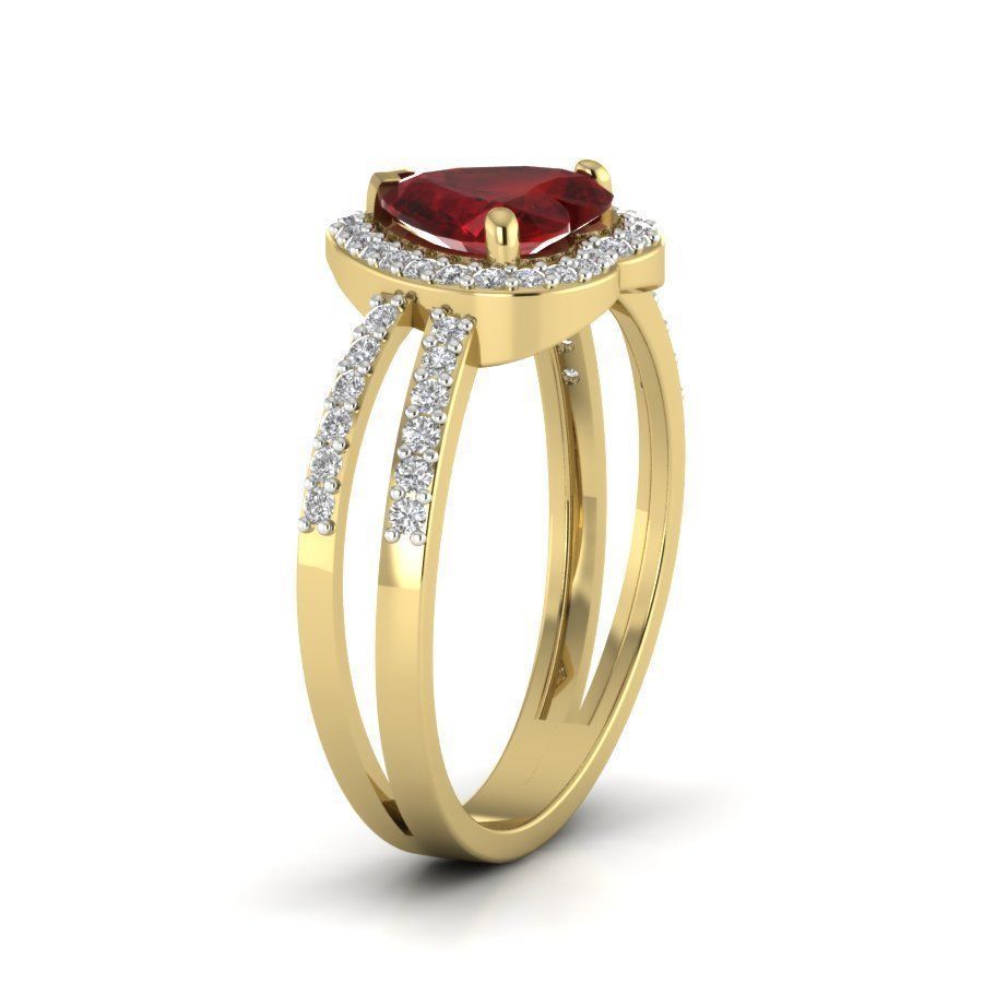 Heart Stone Engagement ring 3d model setting 3D print model_5