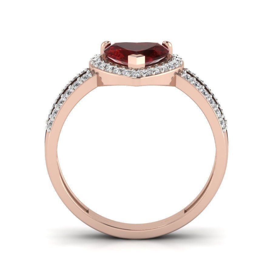 Heart Stone Engagement ring 3d model setting 3D print model_7