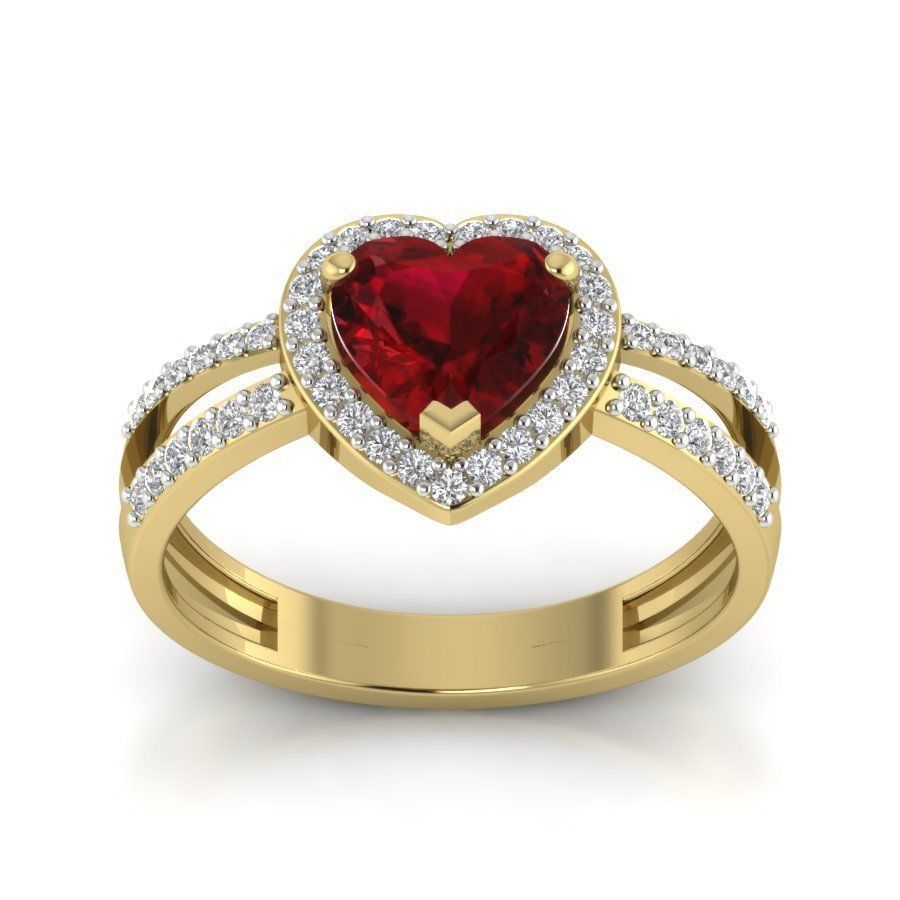 Heart Stone Engagement ring 3d model setting 3D print model_3