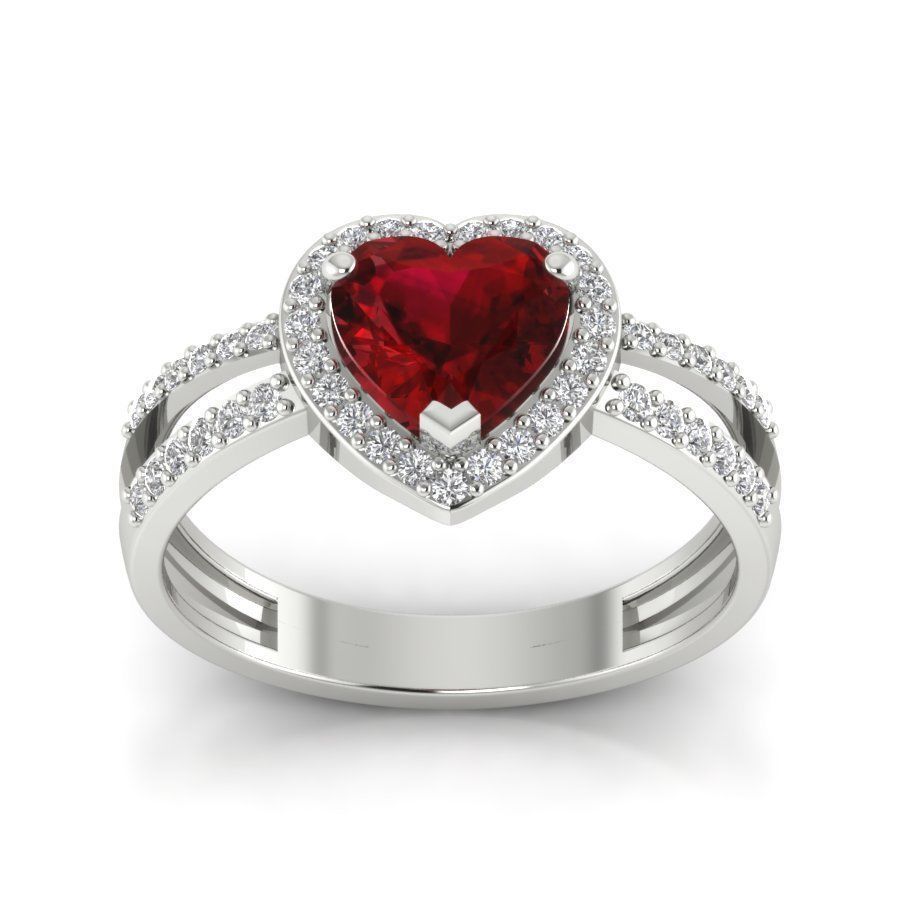 Heart Stone Engagement ring 3d model setting 3D print model_14