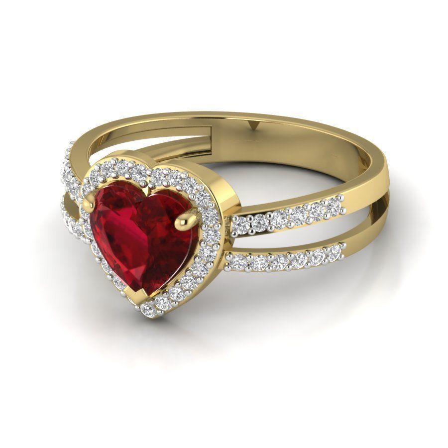 Heart Stone Engagement ring 3d model setting 3D print model_4