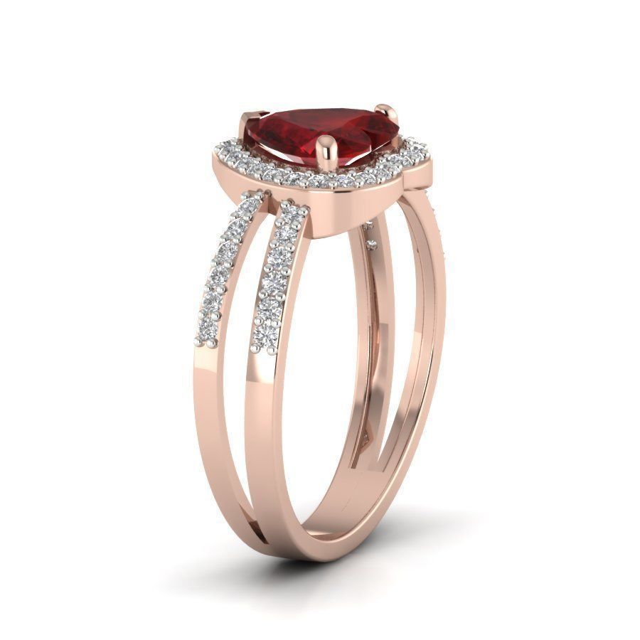Heart Stone Engagement ring 3d model setting 3D print model_6