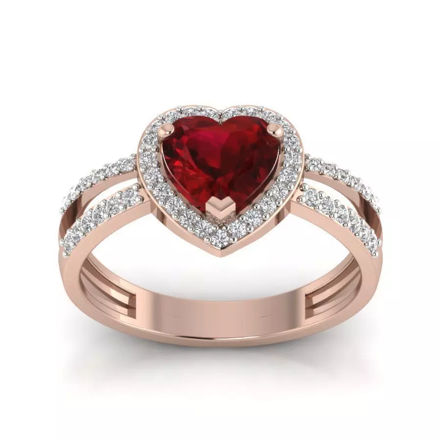 Heart Stone Engagement ring 3d model setting 3D print model_0