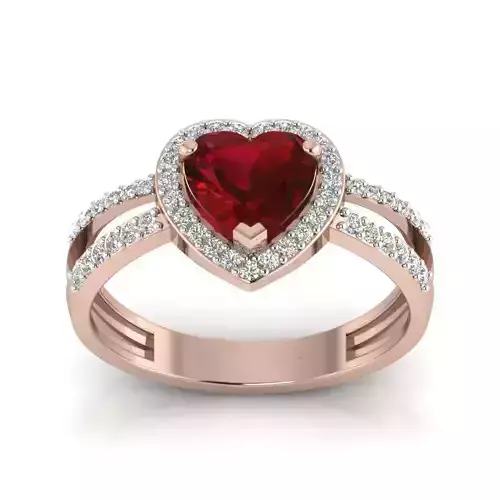 Heart Stone Engagement ring 3d model setting 3D print model