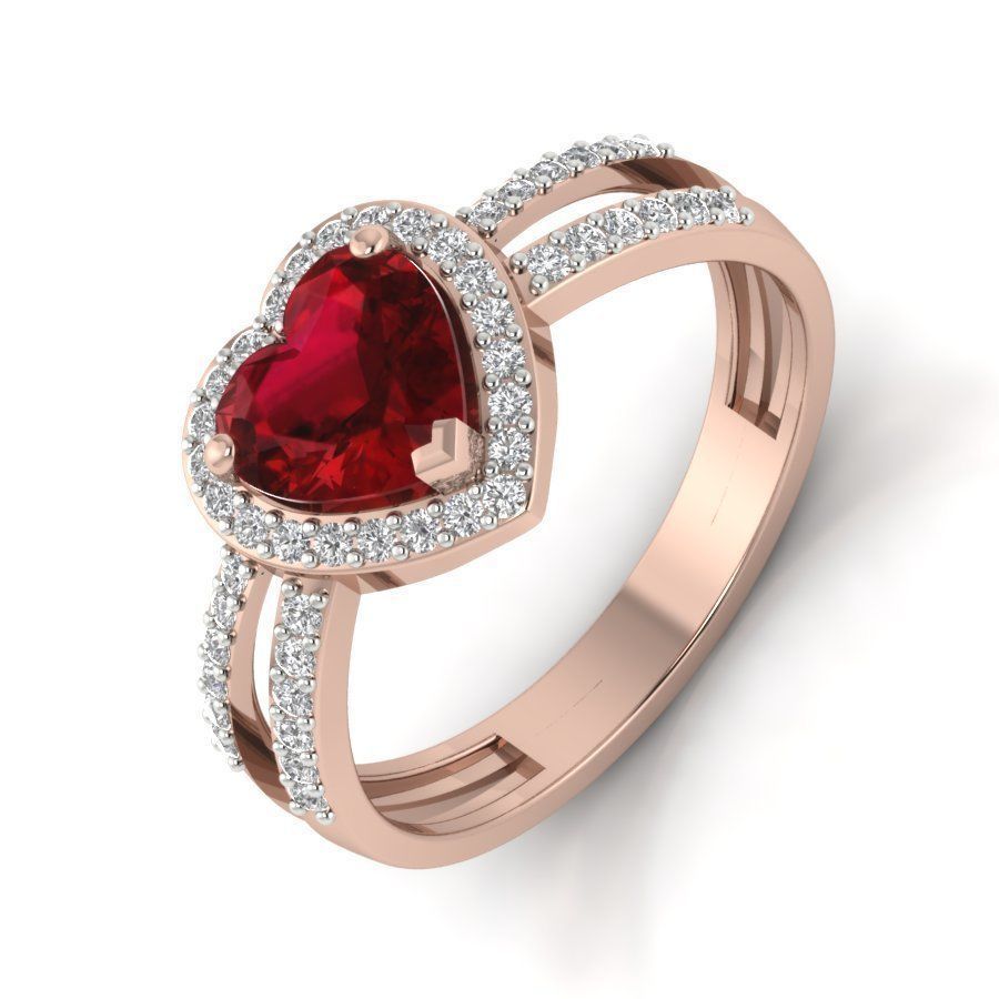 Heart Stone Engagement ring 3d model setting 3D print model_13