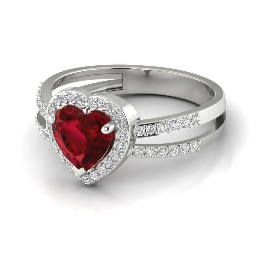 Heart Stone Engagement ring 3d model setting 3D print model_12
