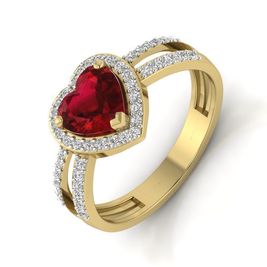 Heart Stone Engagement ring 3d model setting 3D print model_1