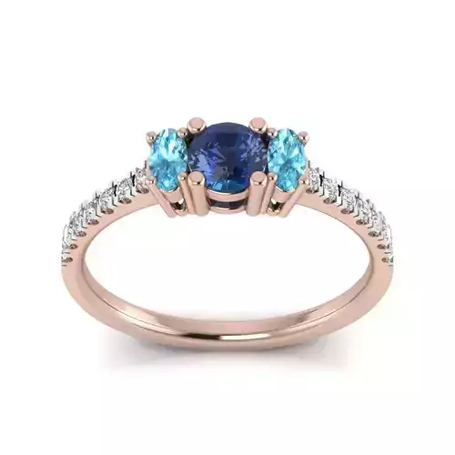 Oval Stone Bridal Ring  3D print model