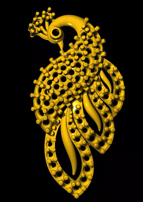 Sidepiece golden peacock 3D print model_0