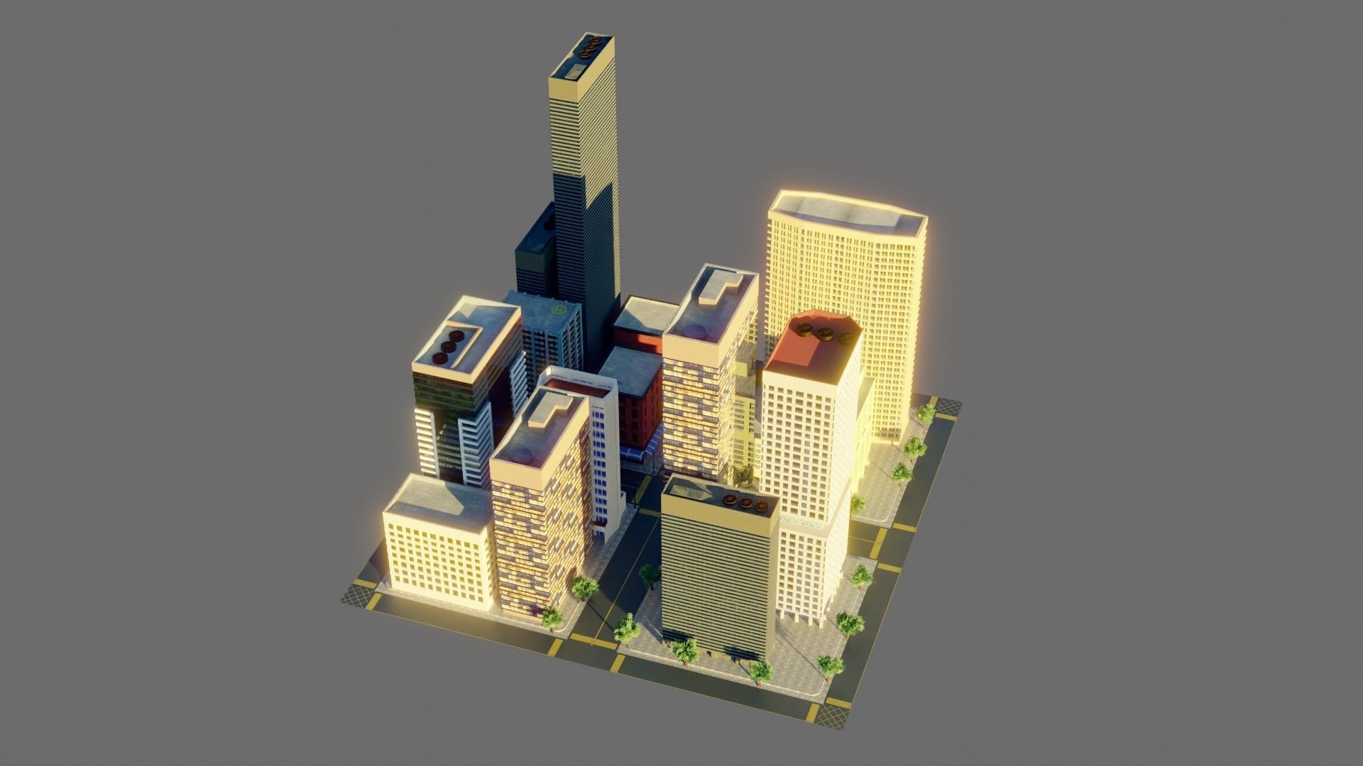 Modular City Block- Low Poly - Game Ready - PBR Low-poly 3D model_3
