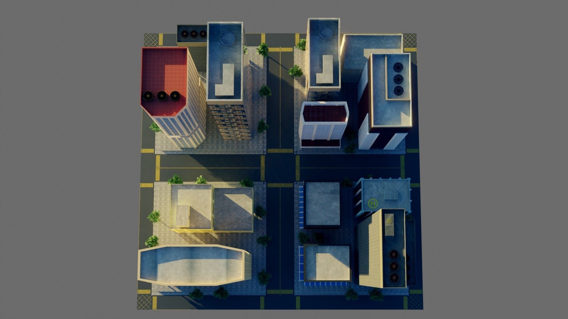 Modular City Block- Low Poly - Game Ready - PBR Low-poly 3D model_10
