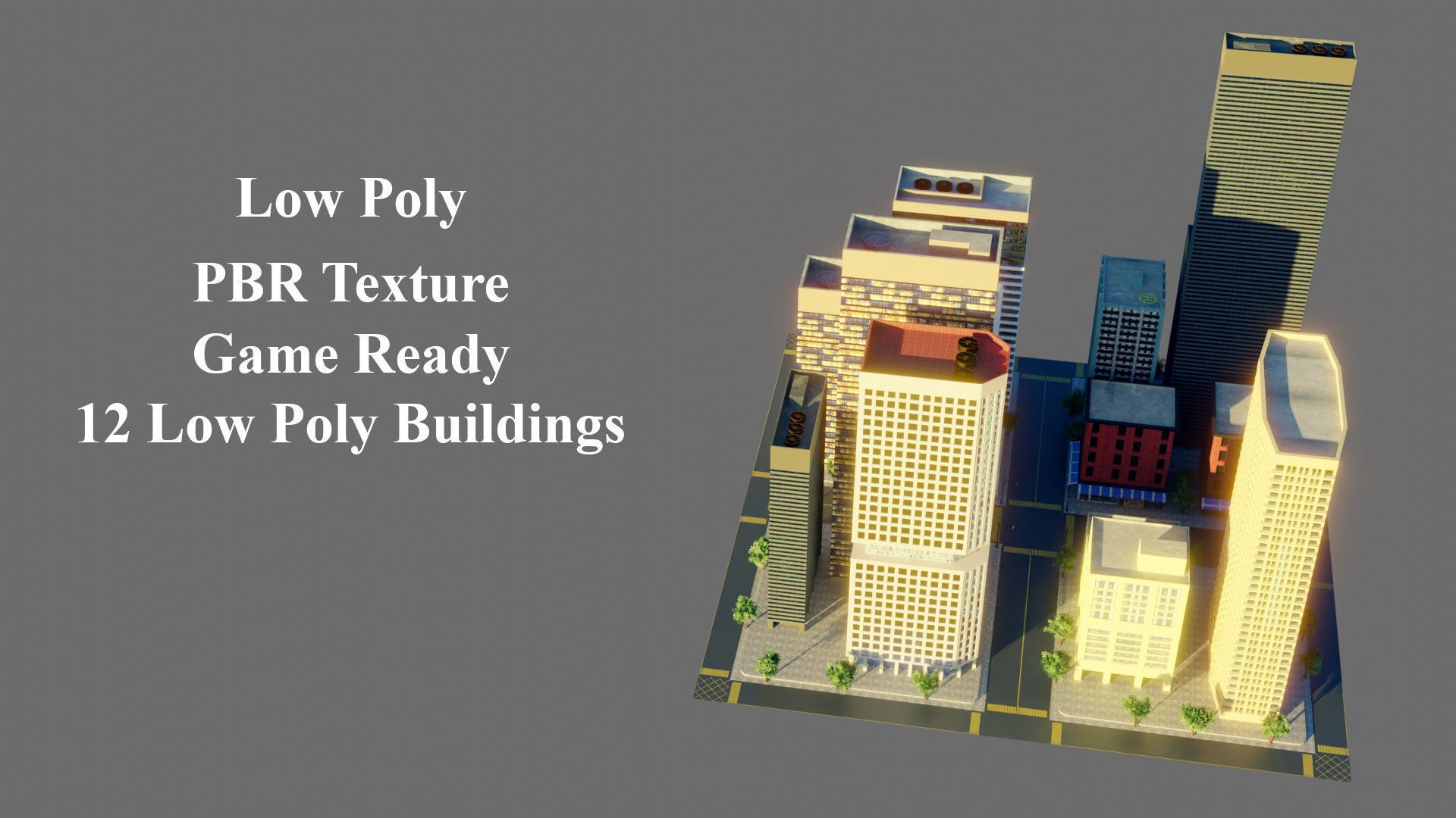 Modular City Block- Low Poly - Game Ready - PBR Low-poly 3D model_1