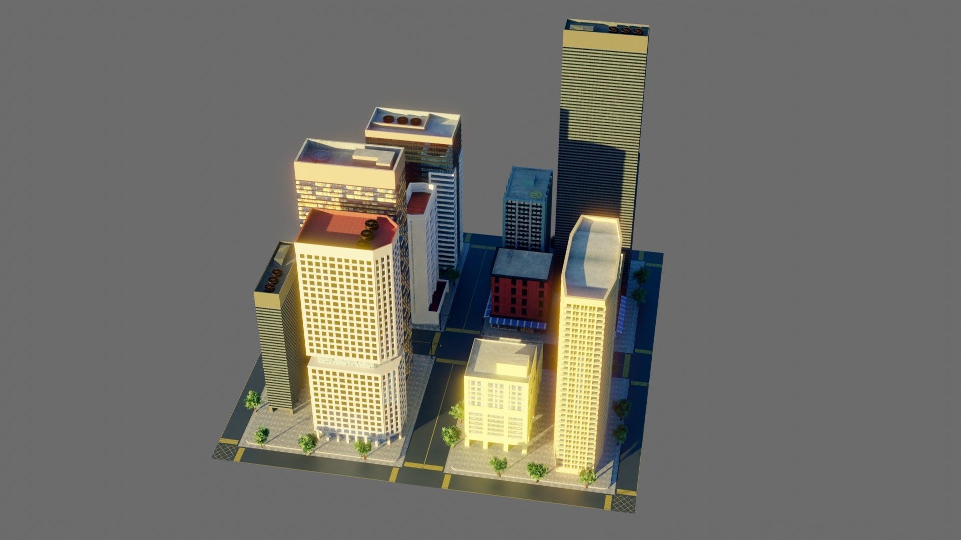 Modular City Block- Low Poly - Game Ready - PBR Low-poly 3D model_2
