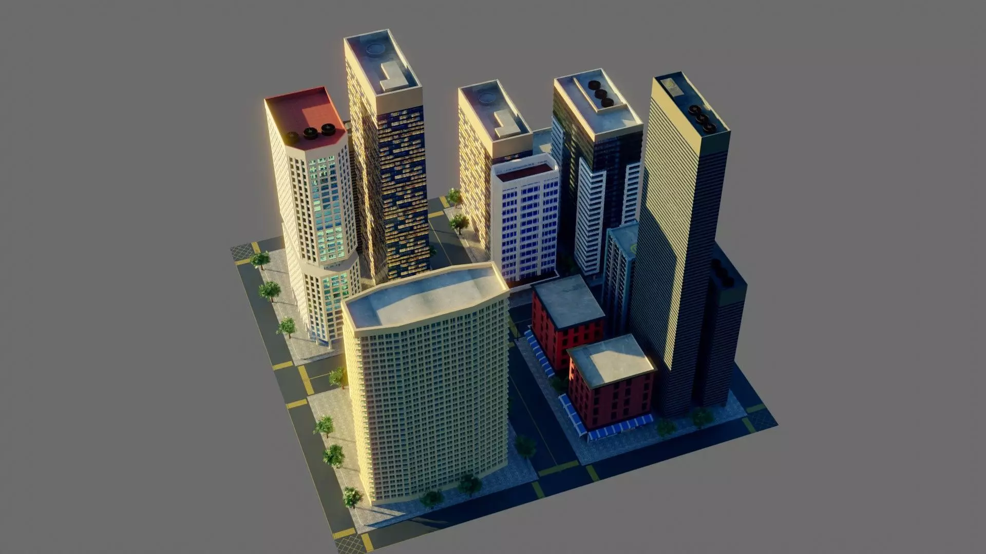 Modular City Block- Low Poly - Game Ready - PBR Low-poly 3D model_0