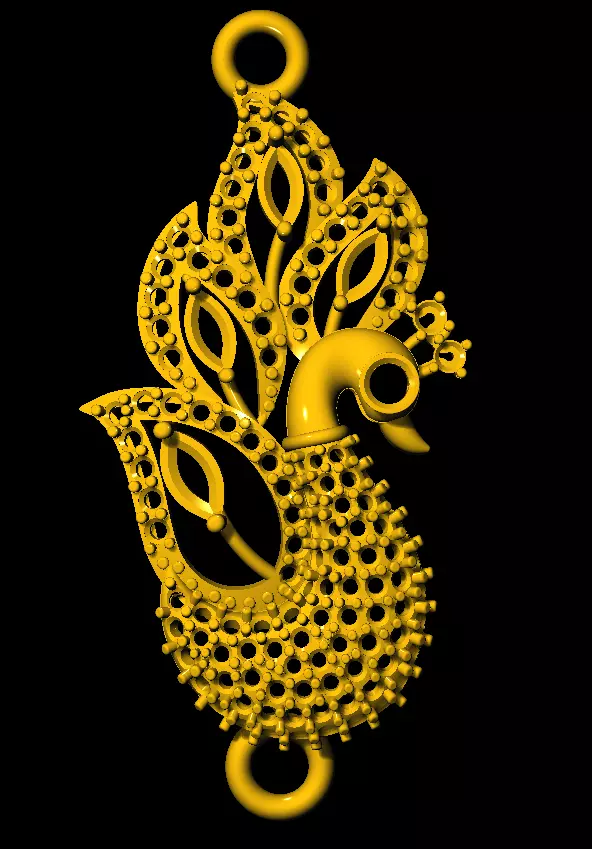 Sidepiece gold peacock 3D print model_0