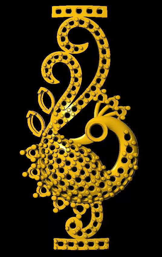 Sidepiece golden peacock 3D print model_0