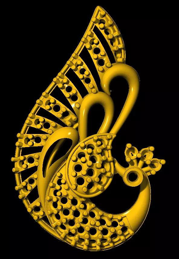 Sidepiece golden peacock 3D print model_0
