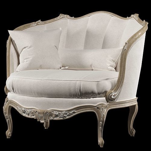kosovart french sofa and armchair 3D model 5
