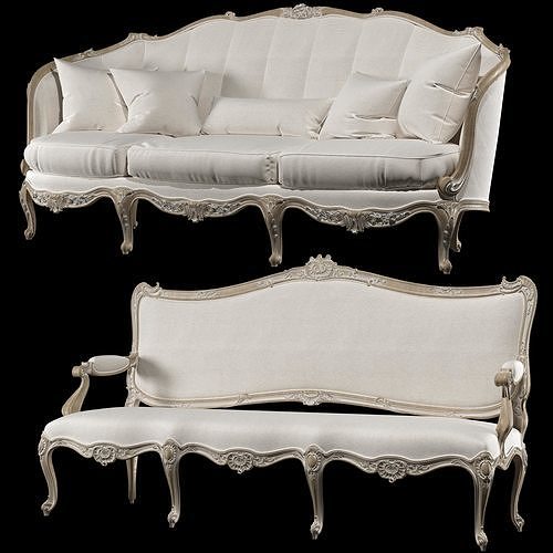 kosovart french sofa and armchair 3D model 7