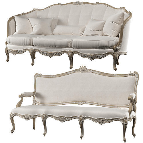 kosovart french sofa and armchair 3D model 6