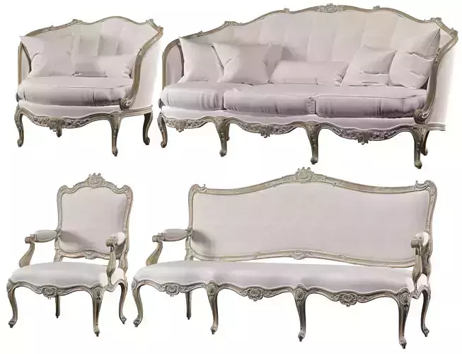 kosovart french sofa and armchair 3D model
