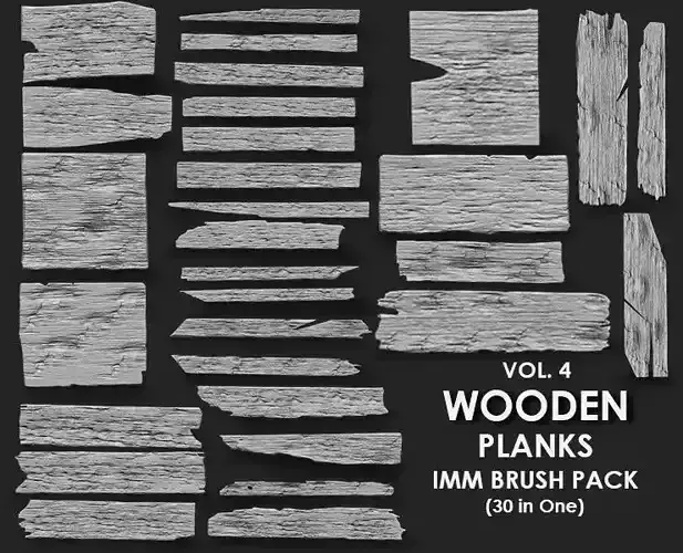 Wooden Plank IMM Brush Pack 30 in One Vol4 3D model