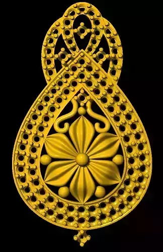 Sidepiece ornate gold pendant